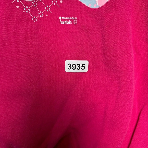 VTG Morning Sun Sweatshirt Women Extra Large Pink Collared Retro Ribbon Pullover - Picture 11 of 11